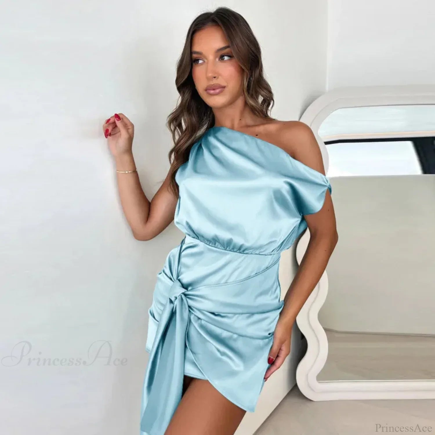 Ribbon Pleated Slim Bodycon Vacation Dress image 1