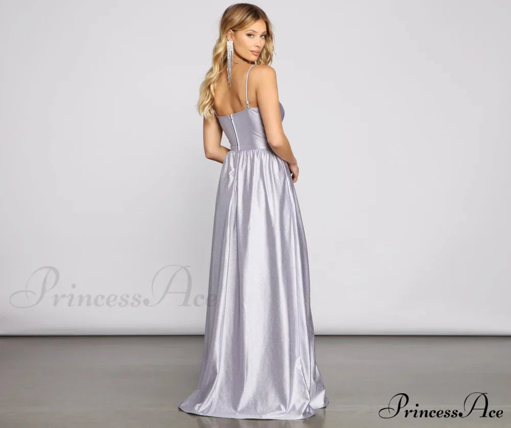 Riley Glitter Satin Charming A-Line Formal Dress image 2