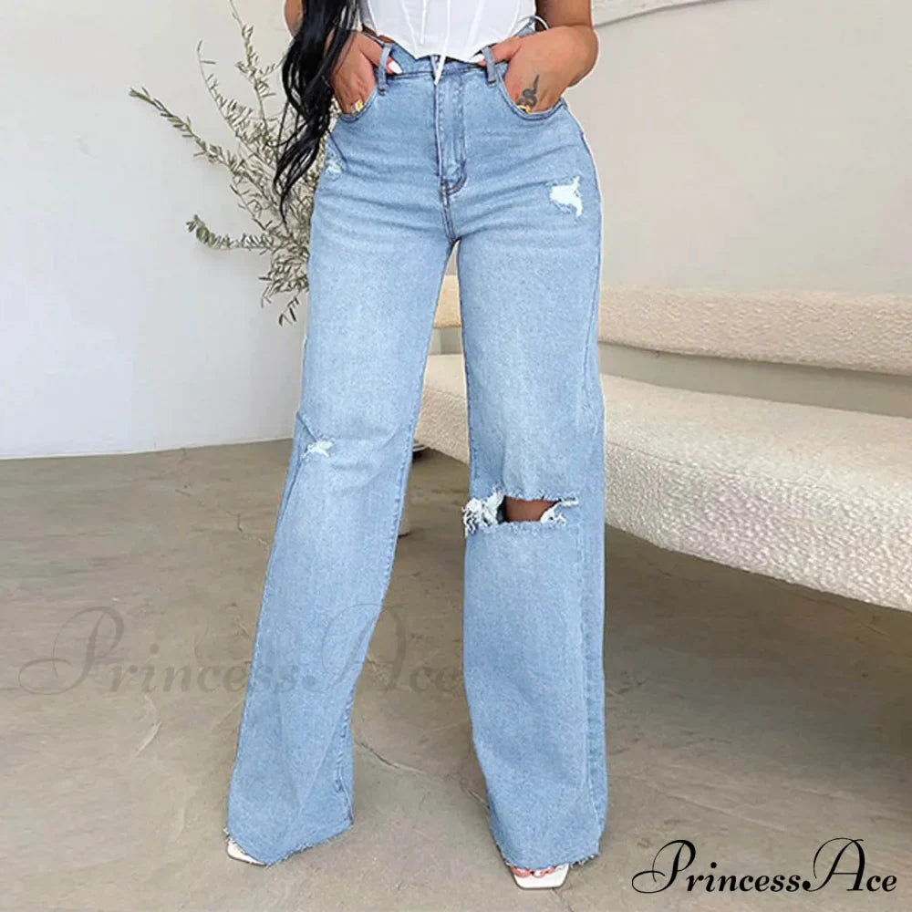 Ripped High-Waisted Stretchy Jeans image 1