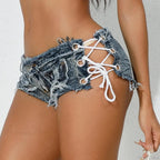 Ripped Hole Hem Denim Hotpants Short image 9