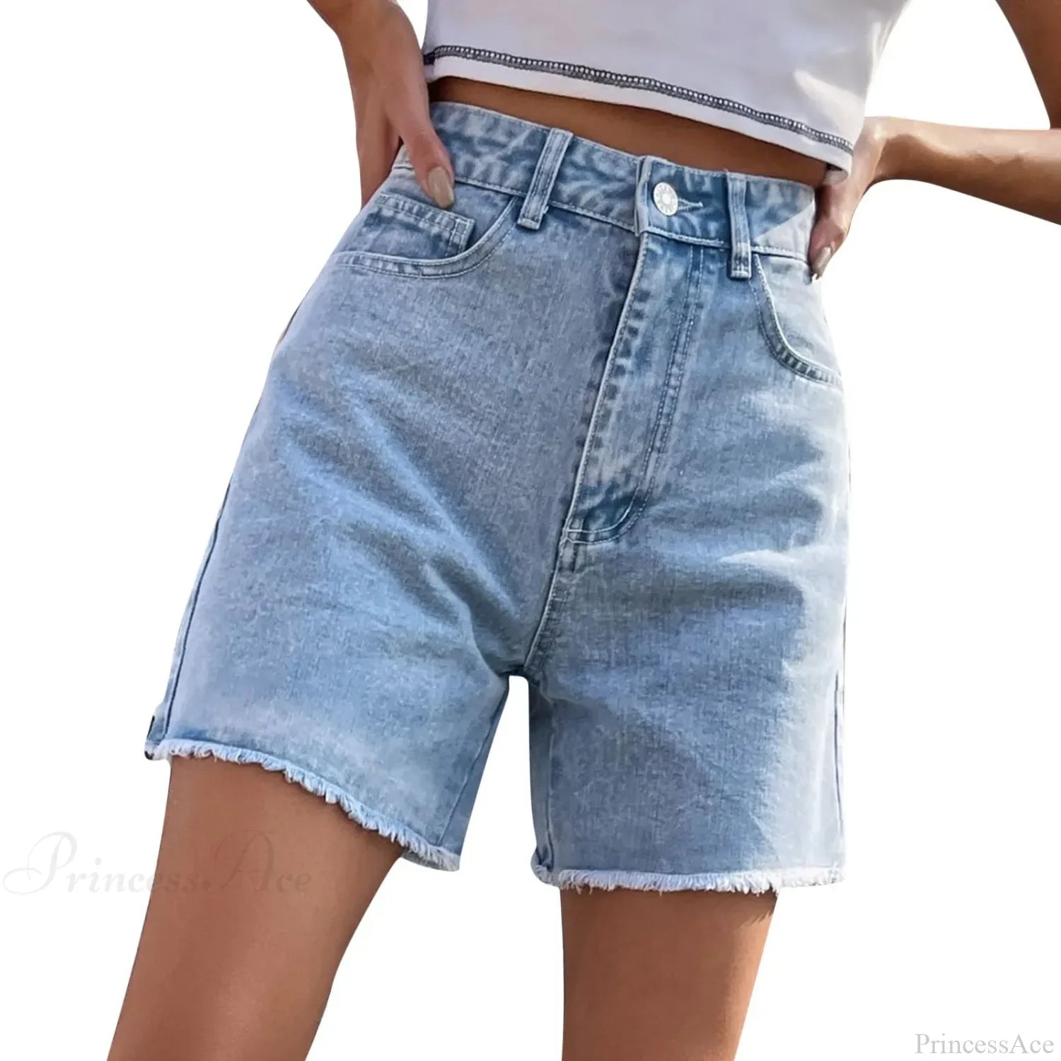 Ripped Hole Hem Denim Hotpants Short image 11