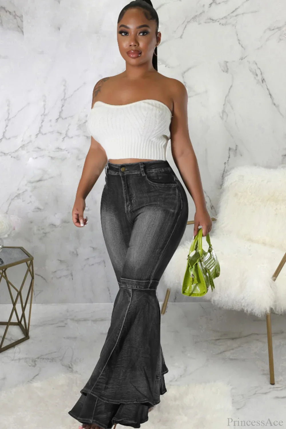 Rise Flares Tiered High Jeans image 12