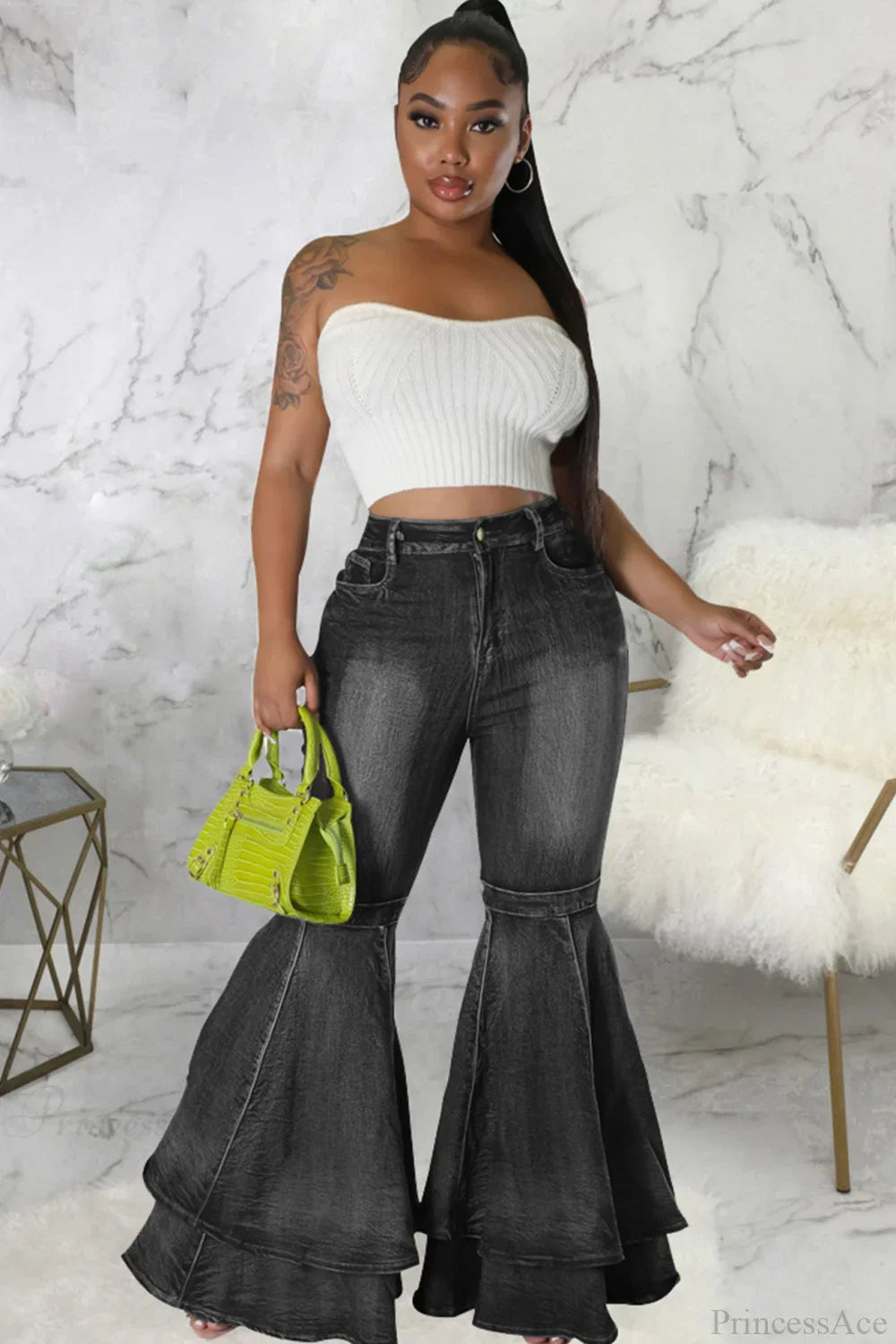 Rise Flares Tiered High Jeans image 11