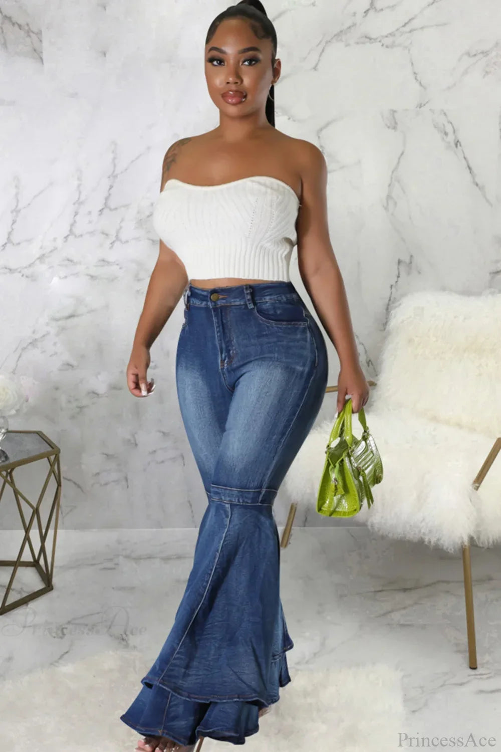 Rise Flares Tiered High Jeans image 7