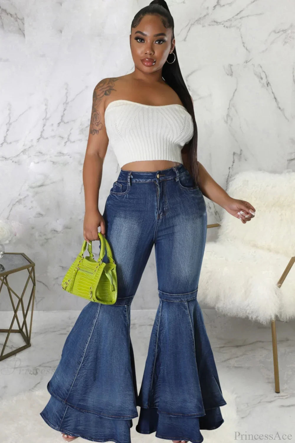 Rise Flares Tiered High Jeans image 6