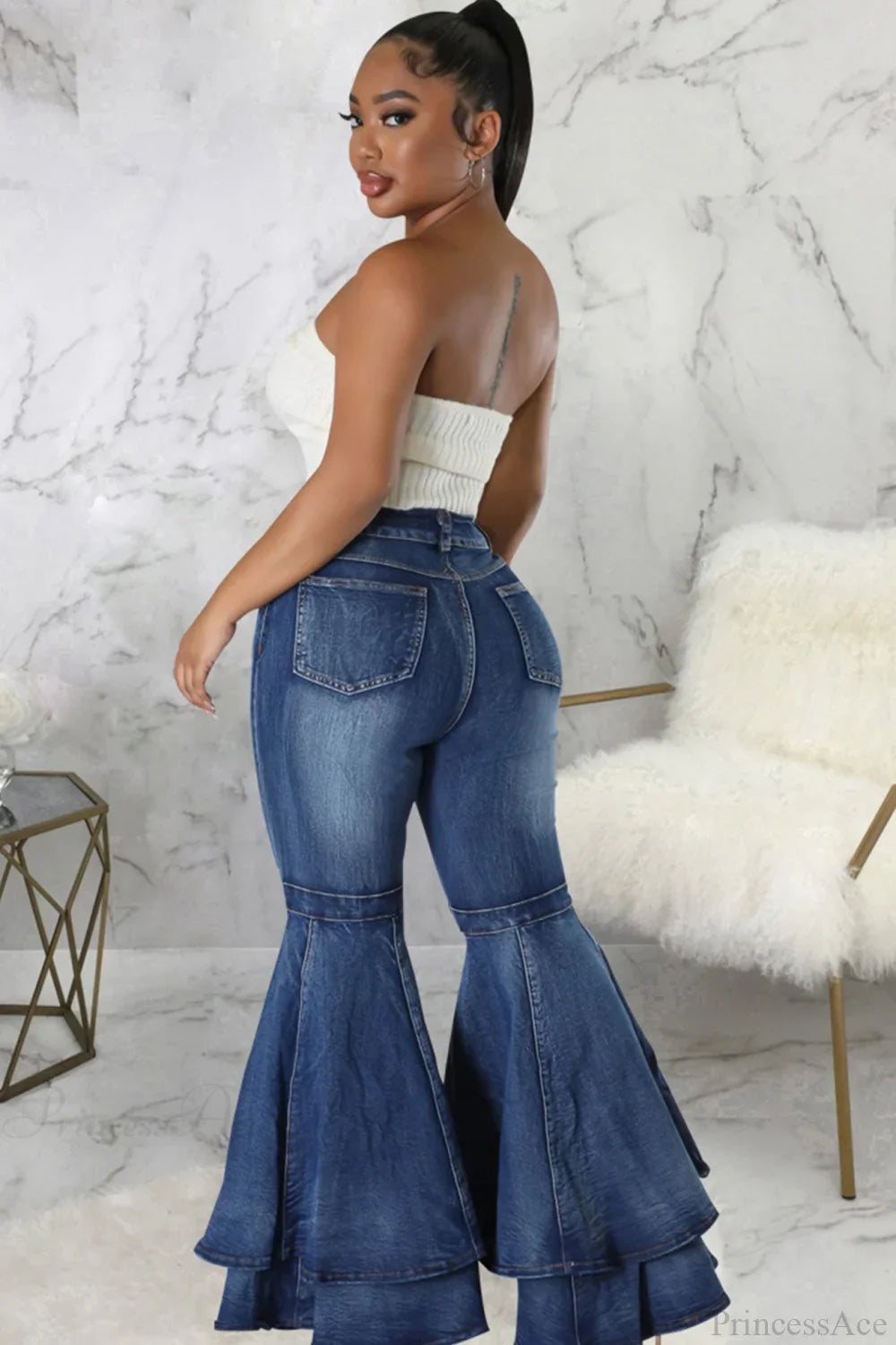 Rise Flares Tiered High Jeans image 8