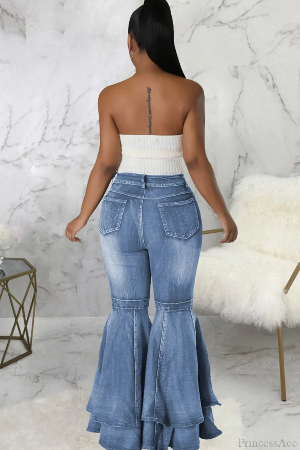 Rise Flares Tiered High Jeans image 5