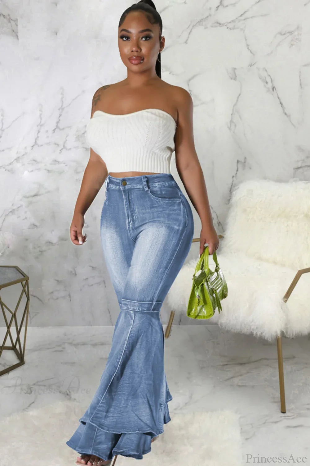Rise Flares Tiered High Jeans image 3