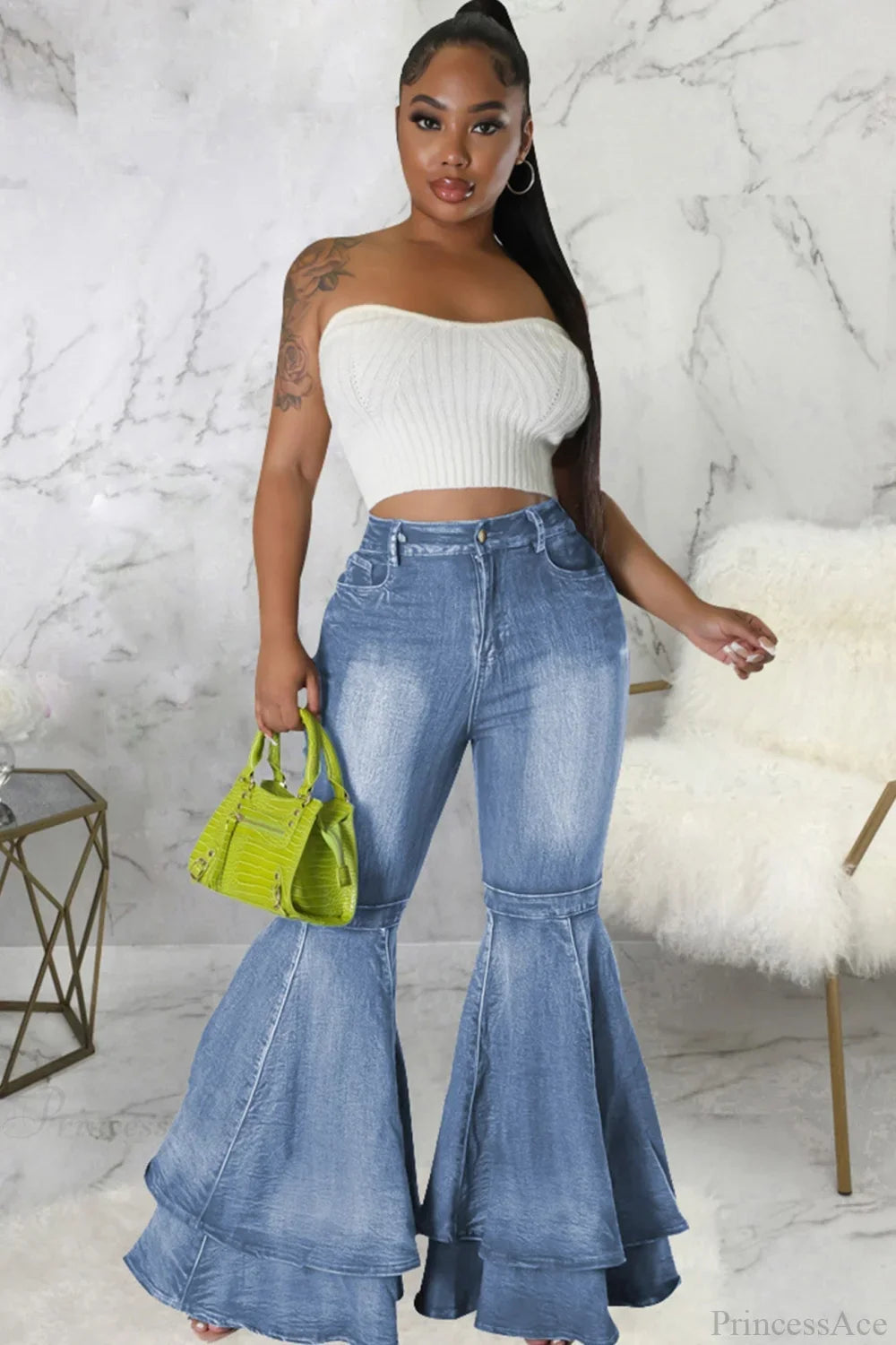 Rise Flares Tiered High Jeans image 2