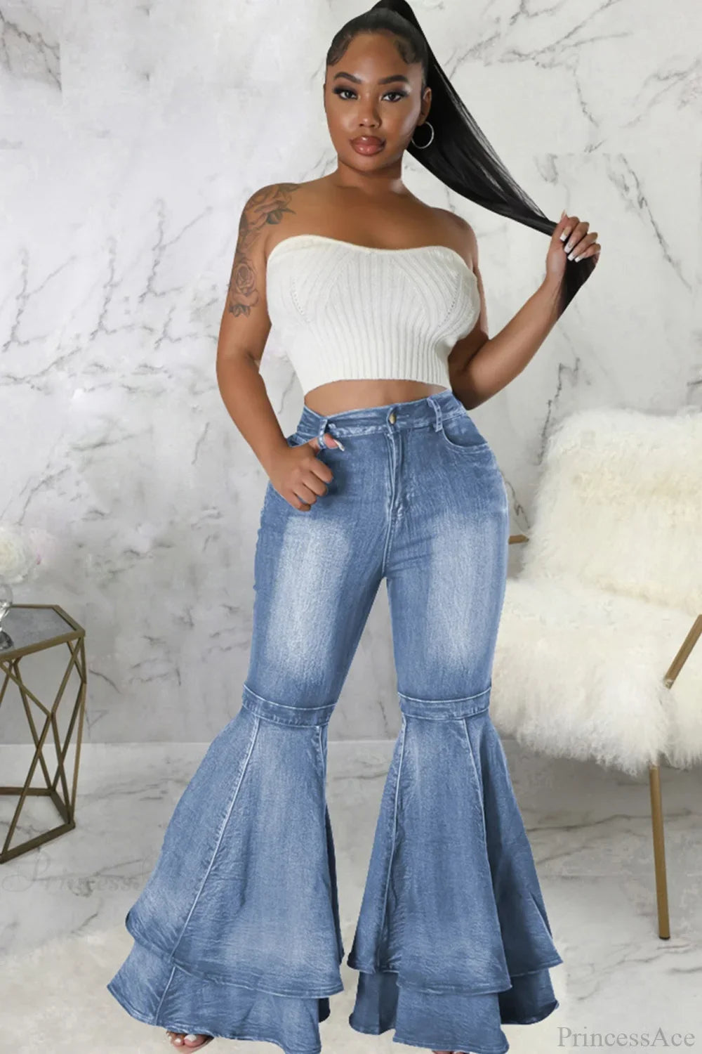Rise Flares Tiered High Jeans image 1