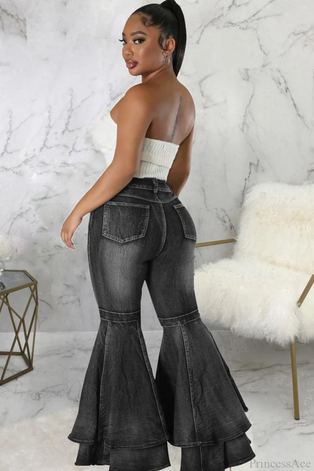 Rise Flares Tiered High Jeans image 13