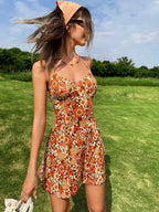 Romantic Halter Print Floral Summer Holiday Dress image 3