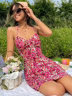 Romantic Halter Print Floral Summer Holiday Dress image 8