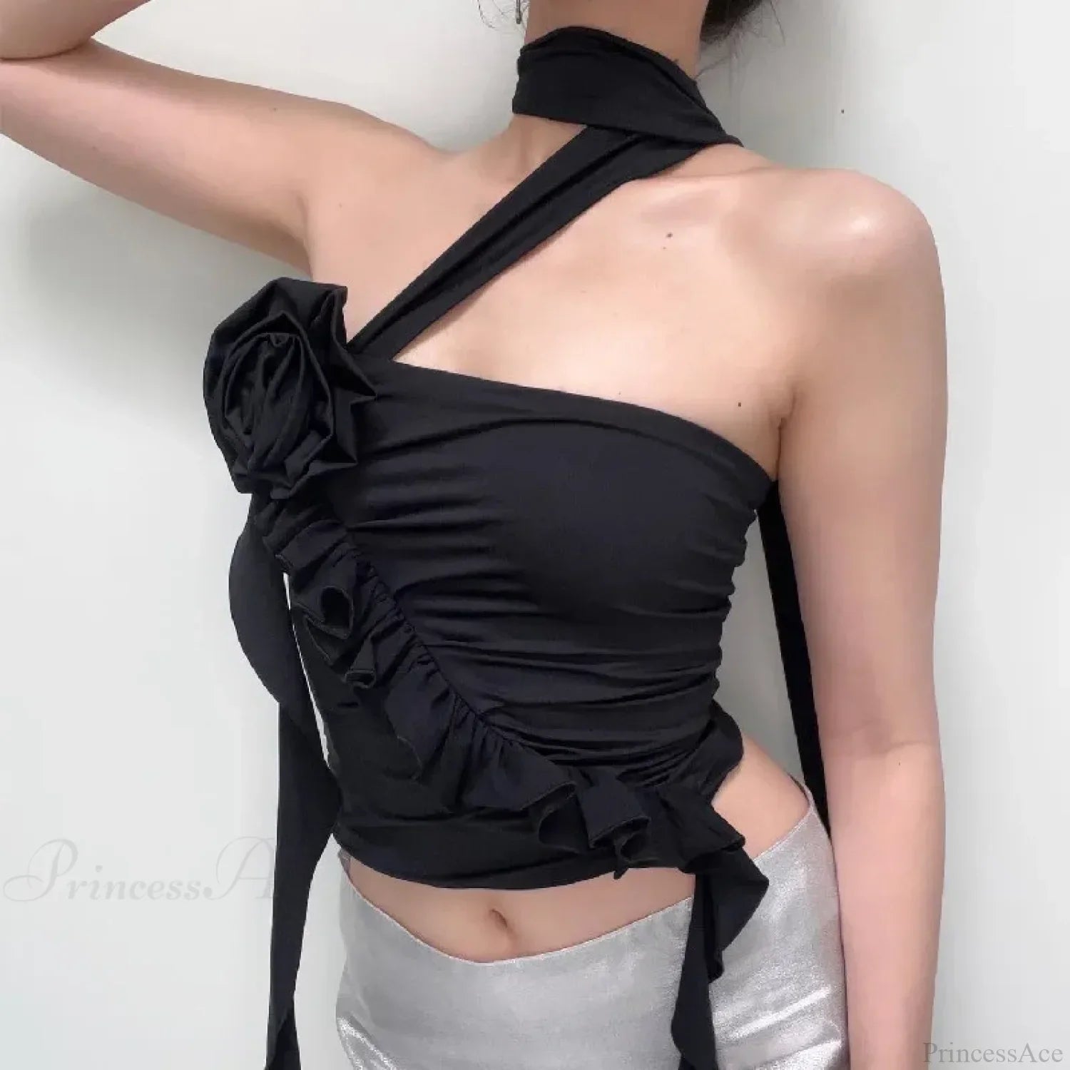 Rose Bandage Off Shoulder Halter Backless Bare Midriff Tube Crop Top image 5