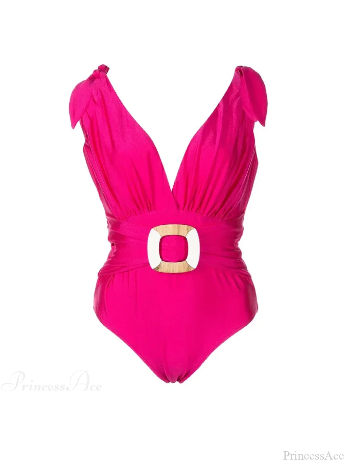 Rose Pink Deep V Sexy Swimsuit One Piece image 3