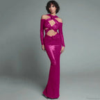 Rosered Long Sleeve Sequins Party Dress image 1