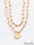 Round Charm Layered Necklace image 3