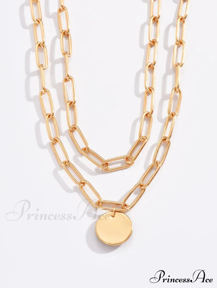 Round Charm Layered Necklace image 3