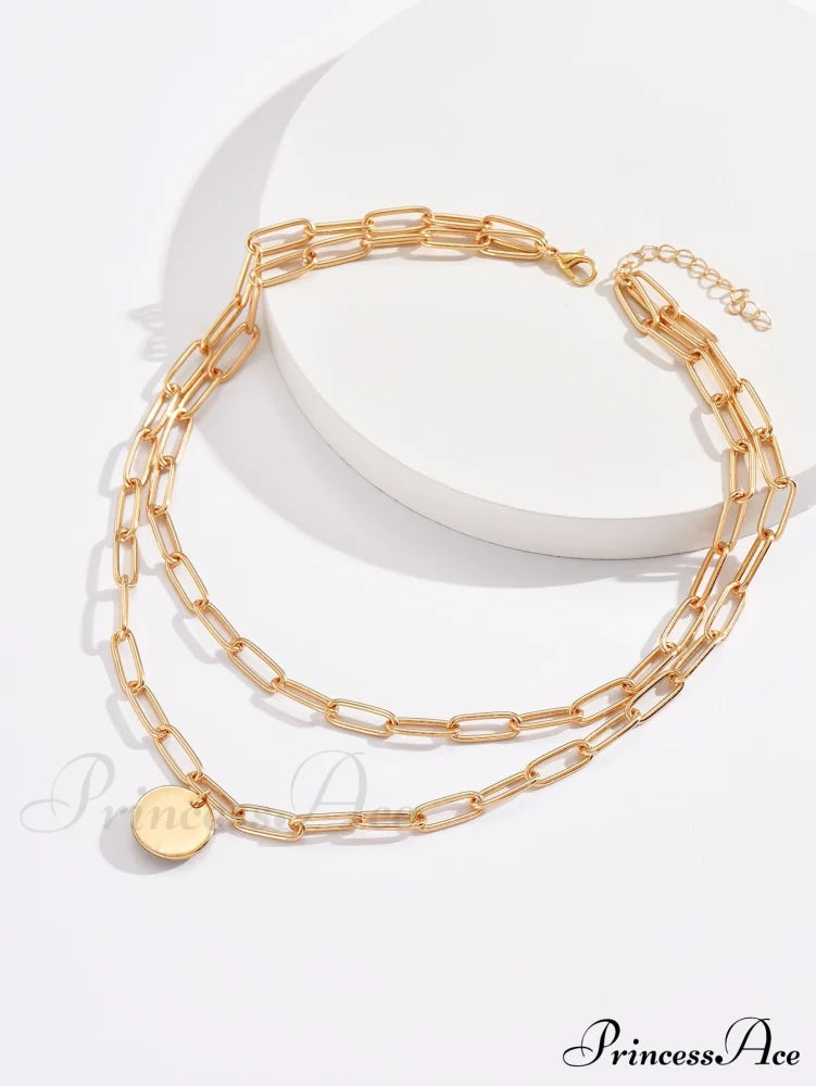 Round Charm Layered Necklace image 2