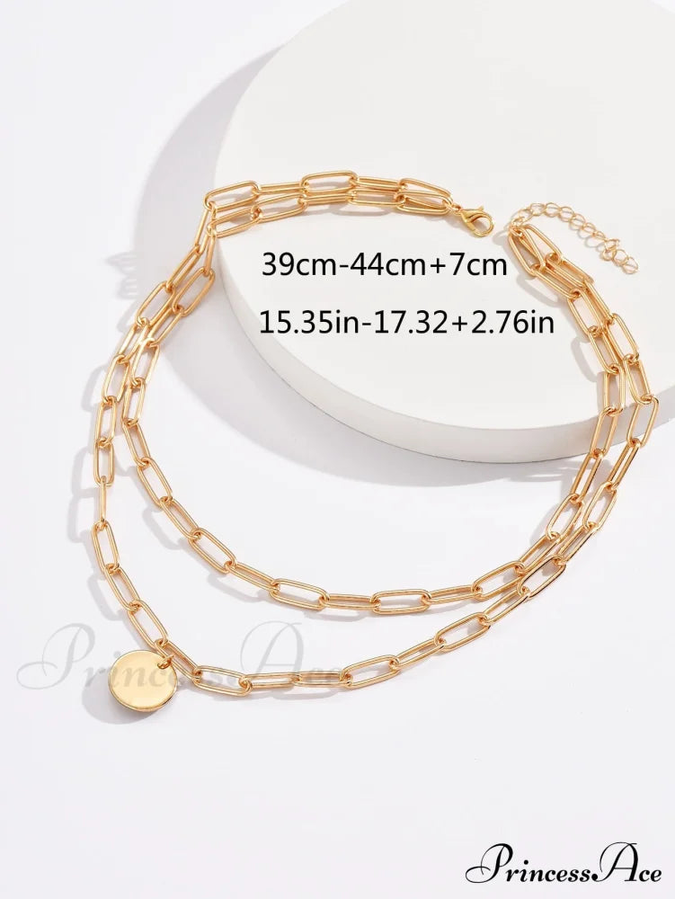 Round Charm Layered Necklace image 5