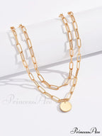Round Charm Layered Necklace image 4