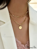 Round Charm Layered Necklace image 1