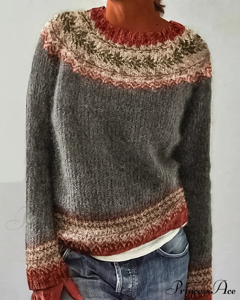 Round Colorblocked with Neck Sweater Design image 1