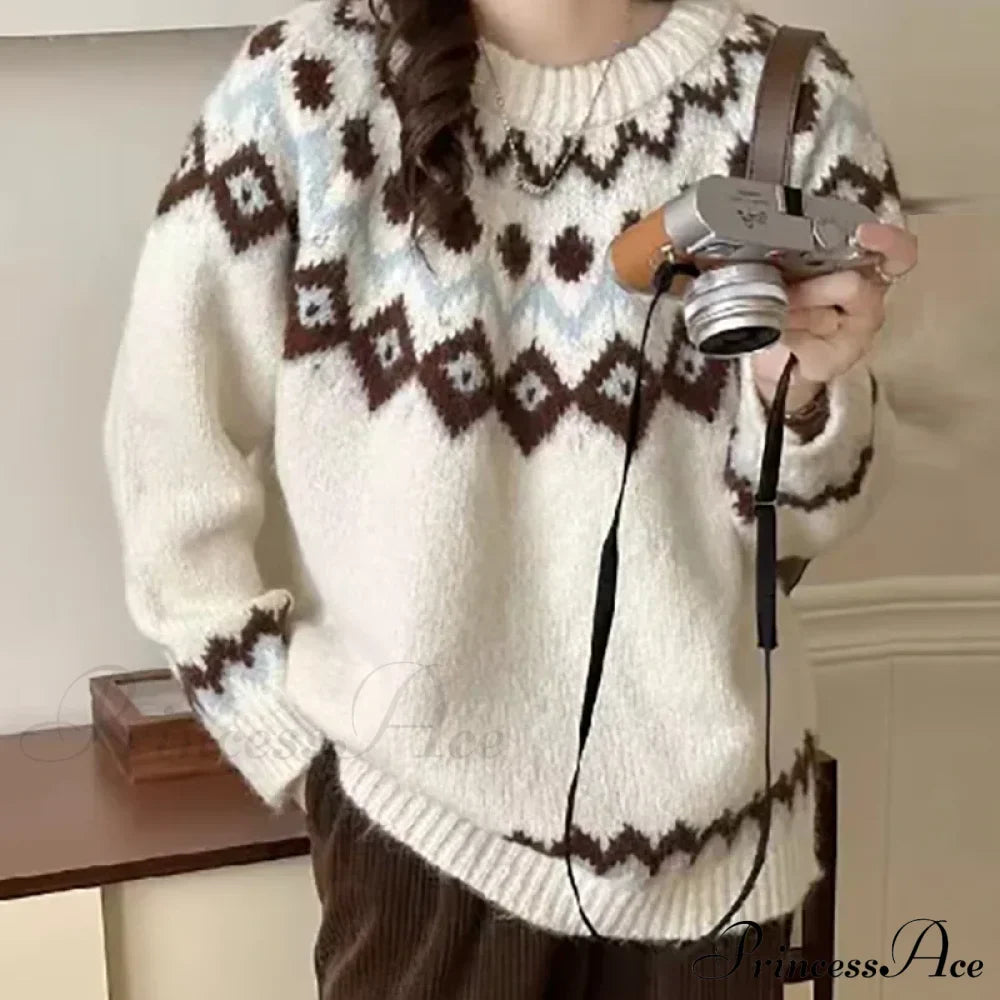 Round Neck Casual Cozy Comfortable Loose Long Sleeve Stylish Autumnal Sweater image 7