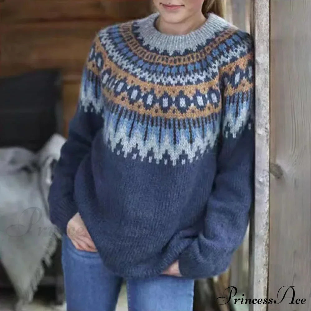 Round Neck Casual Cozy Comfortable Loose Long Sleeve Stylish Autumnal Sweater image 4
