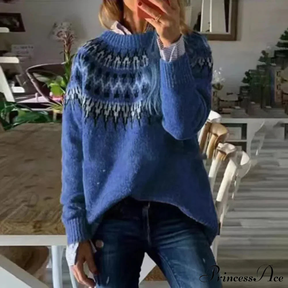 Round Neck Casual Cozy Comfortable Loose Long Sleeve Stylish Autumnal Sweater image 2