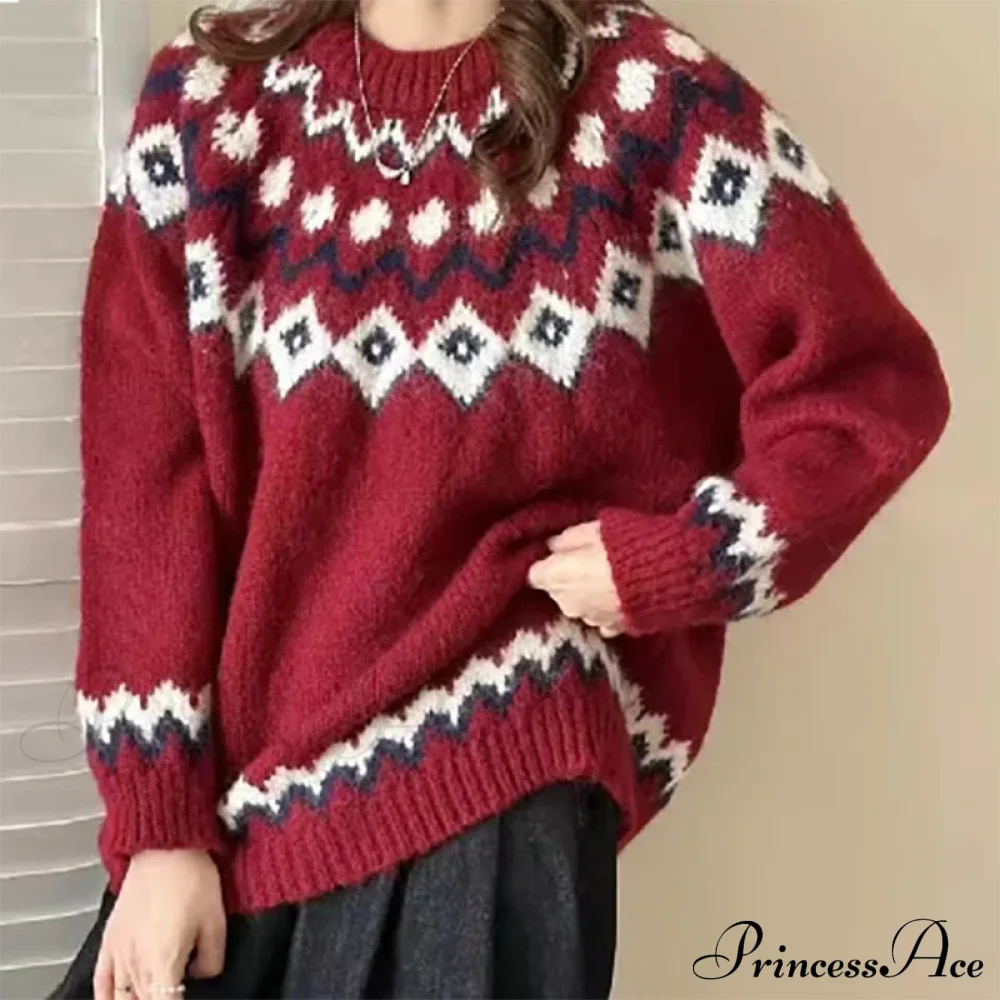 Round Neck Casual Cozy Comfortable Loose Long Sleeve Stylish Autumnal Sweater image 6