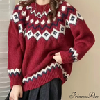 Round Neck Casual Cozy Comfortable Loose Long Sleeve Stylish Autumnal Sweater image 6