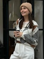 Round Neck Printed Contrasting Cardigan image 7
