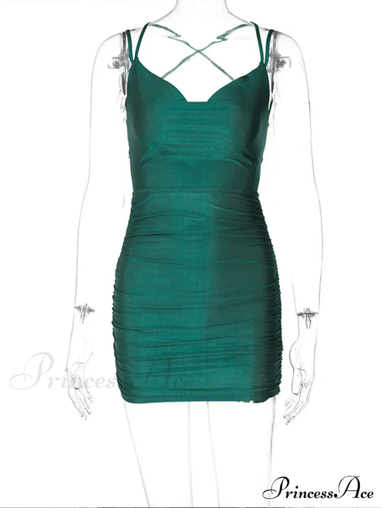 Ruched Backless Bodycon Bandage Party Mini Dress image 5