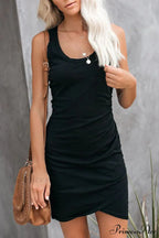 Ruched Bodycon T-Shirt Dress in Black image 2