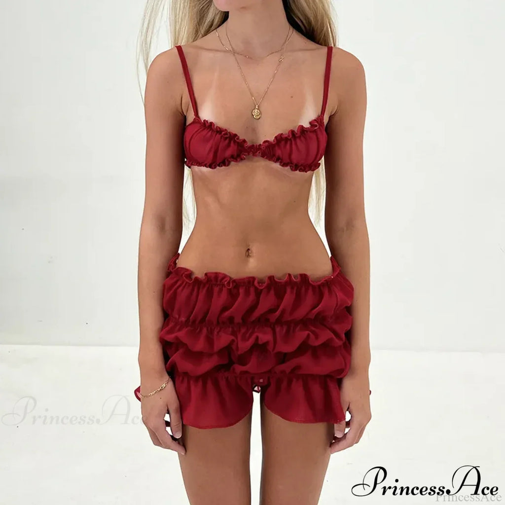 Ruched Bralette And Charming Mini Skirt Set image 8