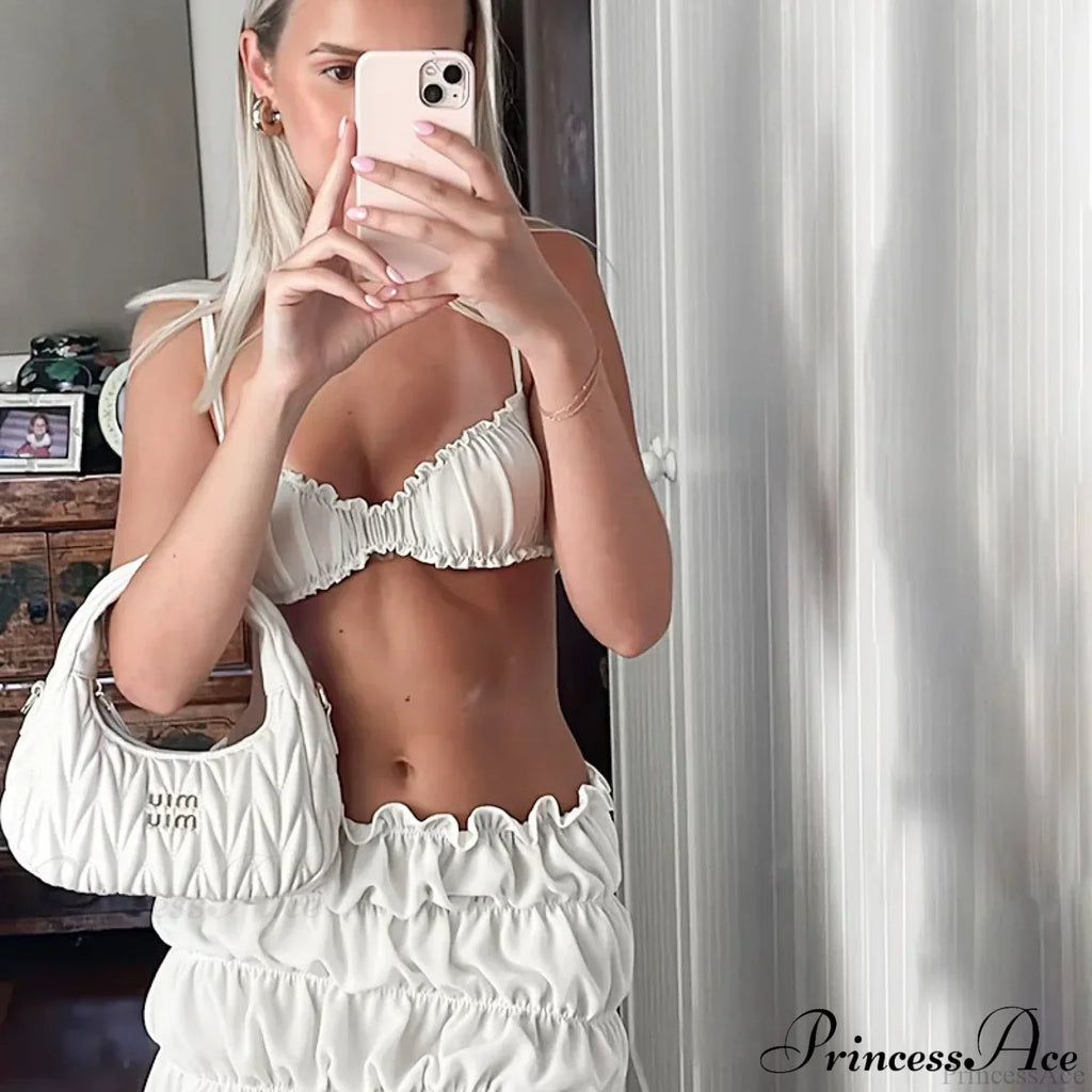 Ruched Bralette And Charming Mini Skirt Set image 14