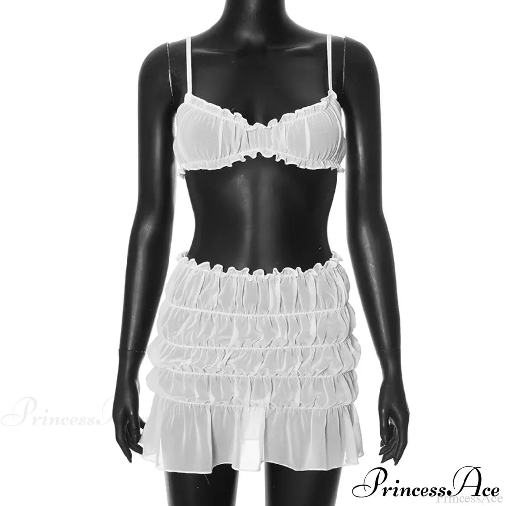Ruched Bralette And Charming Mini Skirt Set image 20