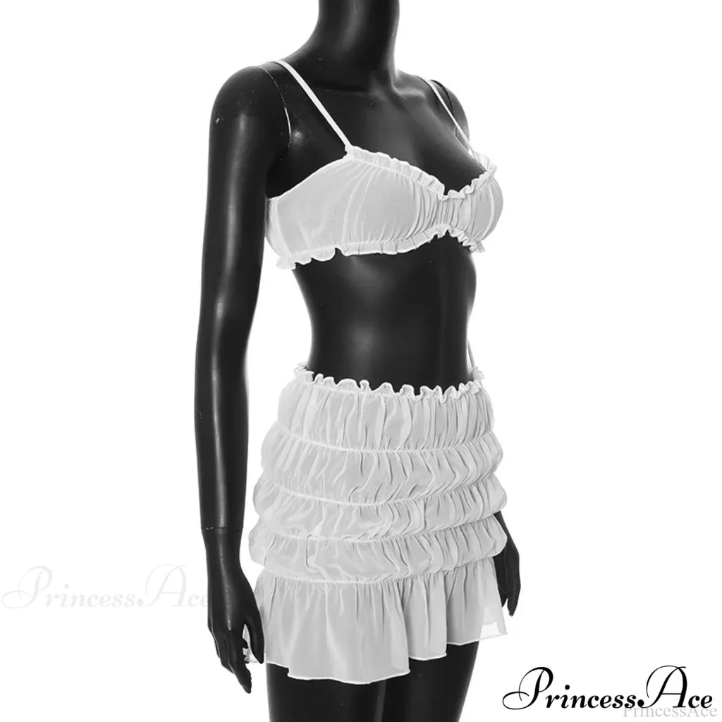 Ruched Bralette And Charming Mini Skirt Set image 21