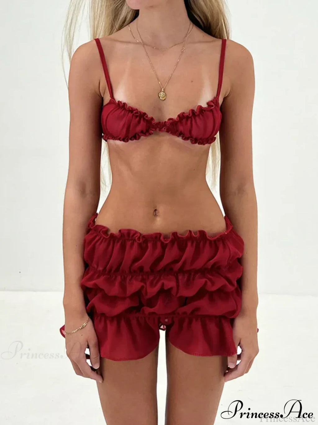 Ruched Bralette And Charming Mini Skirt Set image 2