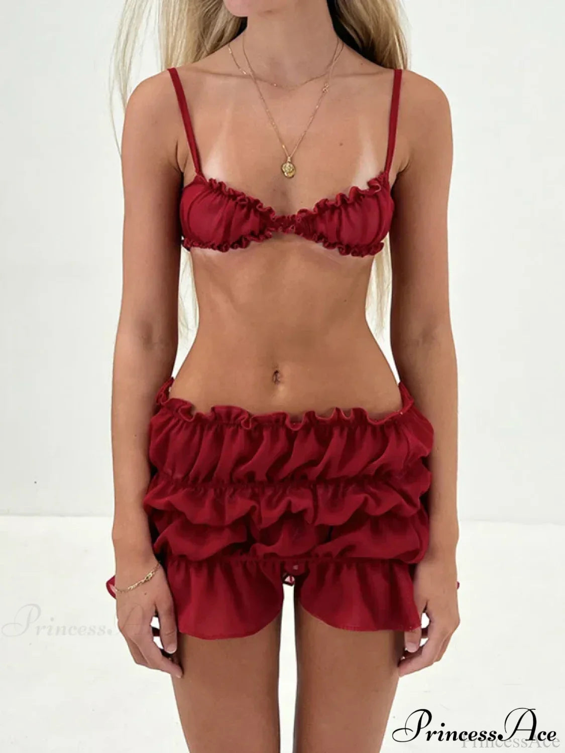 Ruched Bralette And Charming Mini Skirt Set image 2