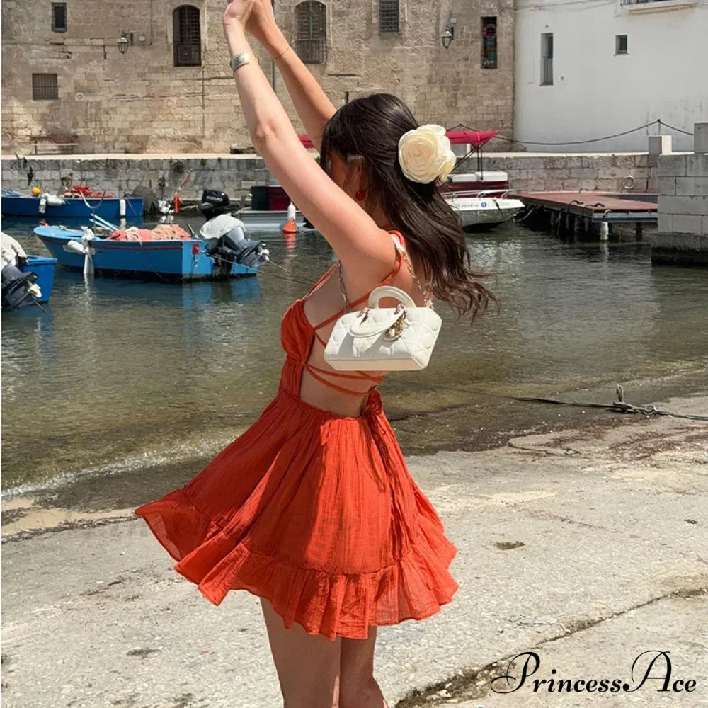 Ruched Elastic Backless Charming Cami Mini Dress image 2