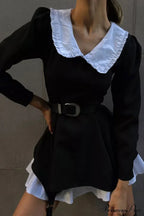 Ruched Fake Two-Pieces Dress with Doll Collar image 3