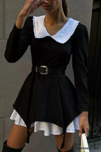 Ruched Fake Two-Pieces Dress with Doll Collar image 2