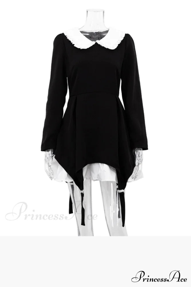 Ruched Fake Two-Pieces Dress with Doll Collar image 5