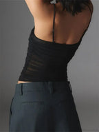 Ruched Floral Leopard Spaghetti Strap Crop Top image 4