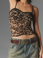 Ruched Floral Leopard Spaghetti Strap Crop Top image 5