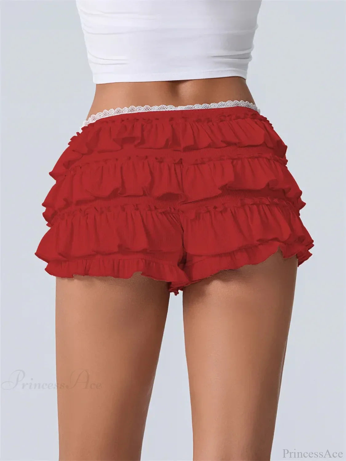 Ruched Lace Tiered Ruffled Short image 1