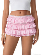 Ruched Lace Tiered Ruffled Short image 4