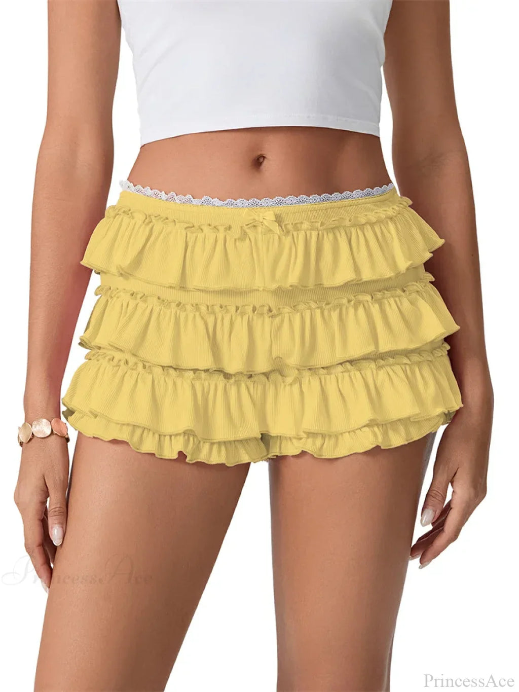 Ruched Lace Tiered Ruffled Short image 5